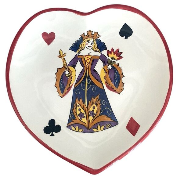 Tabletops Gallery King of Hearts Hand Painted Crafted Saucers Serving Plates (4) - Picture 3 of 8